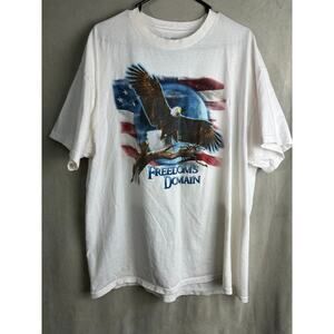 Vintage Eagle America Flag Freedoms Domain T-Shirt Graphic Tee XL